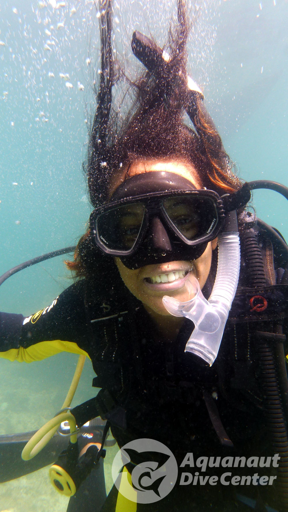 A perfect underwater smile from Solene during her PADI Open Water Diver course in El Nido, Palawan.